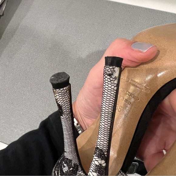 Nicholas KIRKWOOD 🖤 black suede, lace & silver 4 in. strappy heels EUC size 35 - Picture 10 of 14